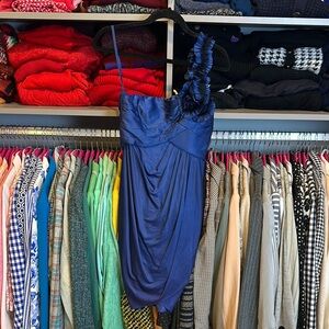 BCBGMaxAzria blue on shoulder back zipper closure cocktail dress size S